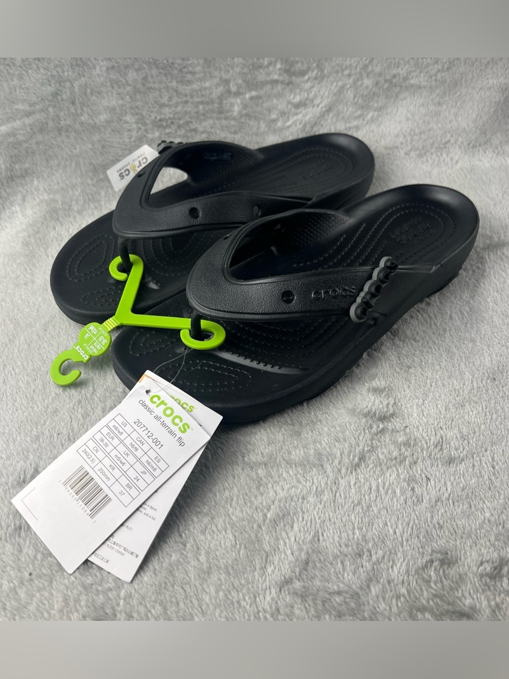 Crocs Unisex Classic All-Terrain Flip Flop Sandals Mens Size 6 Womens 8 Black